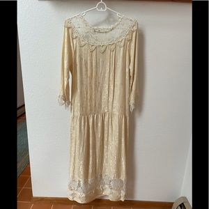Vintage Jessica McClintock Silk and Lace Dress